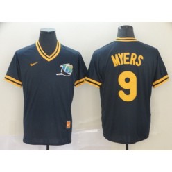 MLB Tampa Bay Rays #9 Wil Myers Navy Throwback Men Jersey