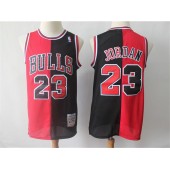 Chicago Bulls 23 Michael Jordan Black Red Split 1996-97 Hardwood Classics Jersey