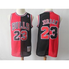 Chicago Bulls 23 Michael Jordan Black Red Split 1996-97 Hardwood Classics Jersey