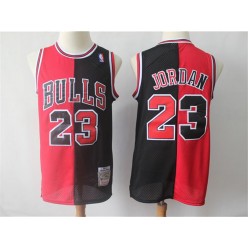 Chicago Bulls 23 Michael Jordan Black Red Split 1996-97 Hardwood Classics Jersey