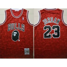Chicago Bulls Bape 23 Michael Jordan Red 1997-98 Hardwood Classics Jersey