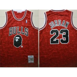 Chicago Bulls Bape 23 Michael Jordan Red 1997-98 Hardwood Classics Jersey