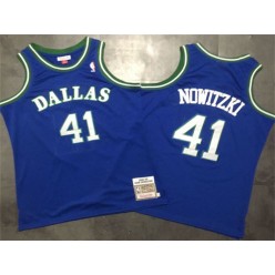 Dallas Mavericks 41 Dirk Nowitzki Blue 1994-95 Hardwood Classics Jersey