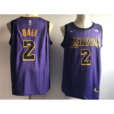Los Angeles Lakers 2 Lonzo Ball Purple 2018-19 City Edition Nike Swingman Jersey