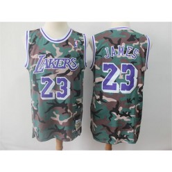 Los Angeles Lakers 23 Lebron James Camo 2018-19 Hardwood Classics Jersey