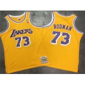 Los Angeles Lakers 73 Dennis Rodman Yellow 1998-99 Hardwood Classics Mesh Jersey