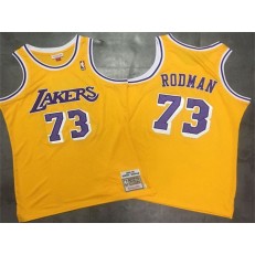 Los Angeles Lakers 73 Dennis Rodman Yellow 1998-99 Hardwood Classics Mesh Jersey