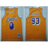 Los Angeles Lakers 93 Bape Yellow 1996-97 Hardwood Classics Jersey