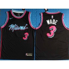 Miami Heat 3 Dwyane Wade Black City Edition Nike Swingman Jersey