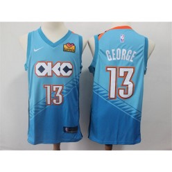 Oklahoma City Thunder 13 Paul George Turquoise Light Blue City Edition Nike Swingman Jersey