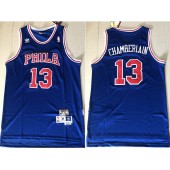 Philadelphia 76ers 13 Wilt Chamberlain Blue Hardwood Classics Mesh Jersey