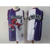 Toronto Raptors 1 Tracy McGrady Purple White Split 1998-99 Hardwood Classics Jersey