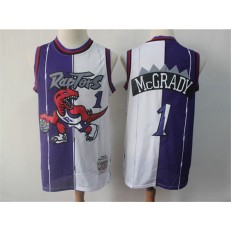 Toronto Raptors 1 Tracy McGrady Purple White Split 1998-99 Hardwood Classics Jersey