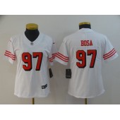 Women San Francisco 49ers 97 Nick Bosa White 2019 NFL Draft First Round Pick Color Rush Vapor Untouchable Limited Jersey