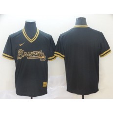 MLB Atlanta Braves Blank Black Gold Nike Cooperstown Collection Legend V Neck Men Jersey