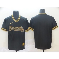 MLB Atlanta Braves Blank Black Gold Nike Cooperstown Collection Legend V Neck Men Jersey