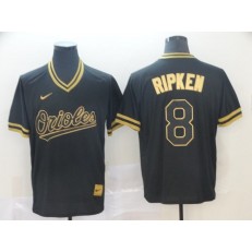 MLB Baltimore Orioles 8 Cal Ripken Jr Black Gold Nike Cooperstown Collection Legend V Neck Men Jersey