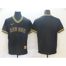 MLB Boston Red Sox Blank Black Gold Nike Cooperstown Collection Legend V Neck Jersey