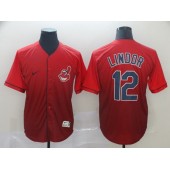 MLB Cleveland Indians 12 Francisco Lindor Red Drift Fashion Men Jersey