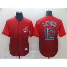 MLB Cleveland Indians 12 Francisco Lindor Red Drift Fashion Men Jersey