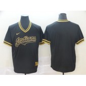 MLB Cleveland Indians Blank Black Gold Nike Cooperstown Collection Legend V Neck Men Jersey