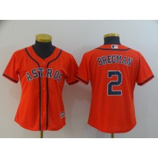 MLB Houston Astros 2 Alex Bregman Orange Women Cool Base Jersey