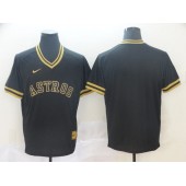 MLB Houston Astros Blank Black Gold Nike Cooperstown Collection Legend V Neck Men Jersey