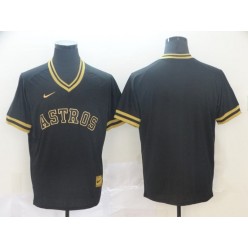 MLB Houston Astros Blank Black Gold Nike Cooperstown Collection Legend V Neck Men Jersey