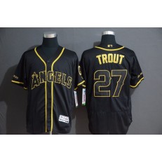 MLB Los Angeles Angels 27 Mike Trout Black Gold Flexbase Men Jersey