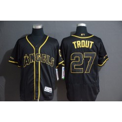 MLB Los Angeles Angels 27 Mike Trout Black Gold Flexbase Men Jersey