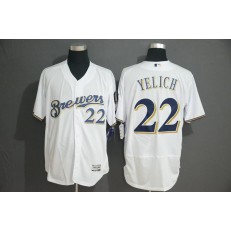 MLB Milwaukee Brewers 22 Christian Yelich White Flexbase Men Jersey
