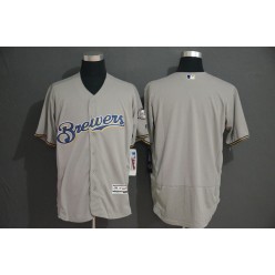 MLB Milwaukee Brewers Blank Gray Flexbase Men Jersey