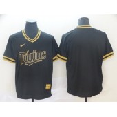 MLB Minnesota Twins Blank Black Gold Nike Cooperstown Collection Legend V Neck Men Jersey