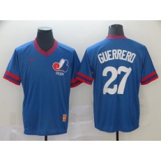 MLB Montreal Expos 27 Vladimir Guerrero Blue Throwback Men Jersey