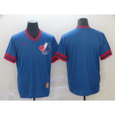 MLB Montreal Expos Blank Blue Throwback Men Jersey