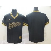 MLB Oakland Athletics Blank Black Gold Nike Cooperstown Collection Legend V Neck Men Jersey