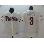 MLB Philadelphia Phillies 3 Bryce Harper Cream Flexbase Men Jersey