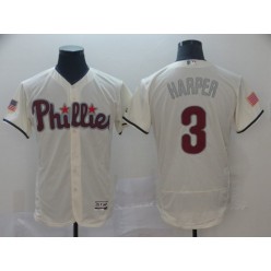 MLB Philadelphia Phillies 3 Bryce Harper Cream Flexbase Men Jersey