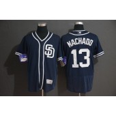 MLB San Diego Padres 13 Manny Machado Navy Flexbase Men Jersey