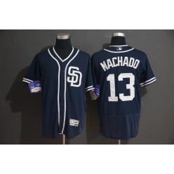 MLB San Diego Padres 13 Manny Machado Navy Flexbase Men Jersey