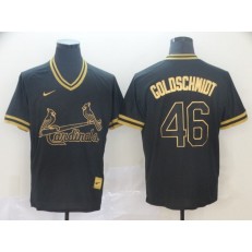 MLB St. Louis Cardinals 46 Paul Goldschmidt Black Gold Nike Cooperstown Collection Legend V Neck Men Jersey