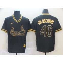 MLB St. Louis Cardinals 46 Paul Goldschmidt Black Gold Nike Cooperstown Collection Legend V Neck Men Jersey