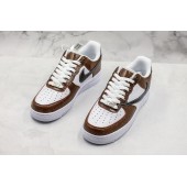 NIKE AIR FORCE 1 LOW WHITE BROWN BACKWARDS SWOOSH AQ3355-700