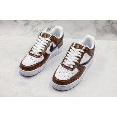 NIKE AIR FORCE 1 LOW WHITE BROWN BACKWARDS SWOOSH AQ3355-700