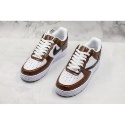 NIKE AIR FORCE 1 LOW WHITE BROWN BACKWARDS SWOOSH AQ3355-700