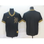 MLB Detroit Tigers Blank Black Gold Nike Cooperstown Collection Legend V Neck Jersey