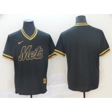 MLB New York Mets Blank Black Gold Nike Cooperstown Collection Legend V Neck Jersey