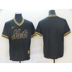 MLB New York Mets Blank Black Gold Nike Cooperstown Collection Legend V Neck Jersey