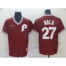 MLB Philadelphia Phillies #27 Aaron Nola Red Throwback Jersey
