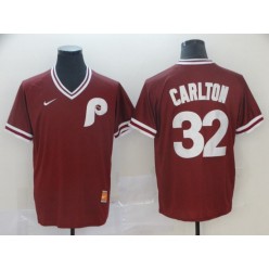 MLB Philadelphia Phillies #32 Steve Carlton Red Throwback Jersey